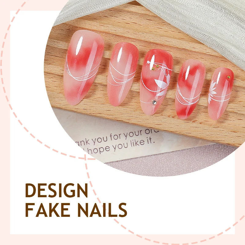 Kunstnagelset mit elegantem Ombre-Design und floralem Akzent Karnz