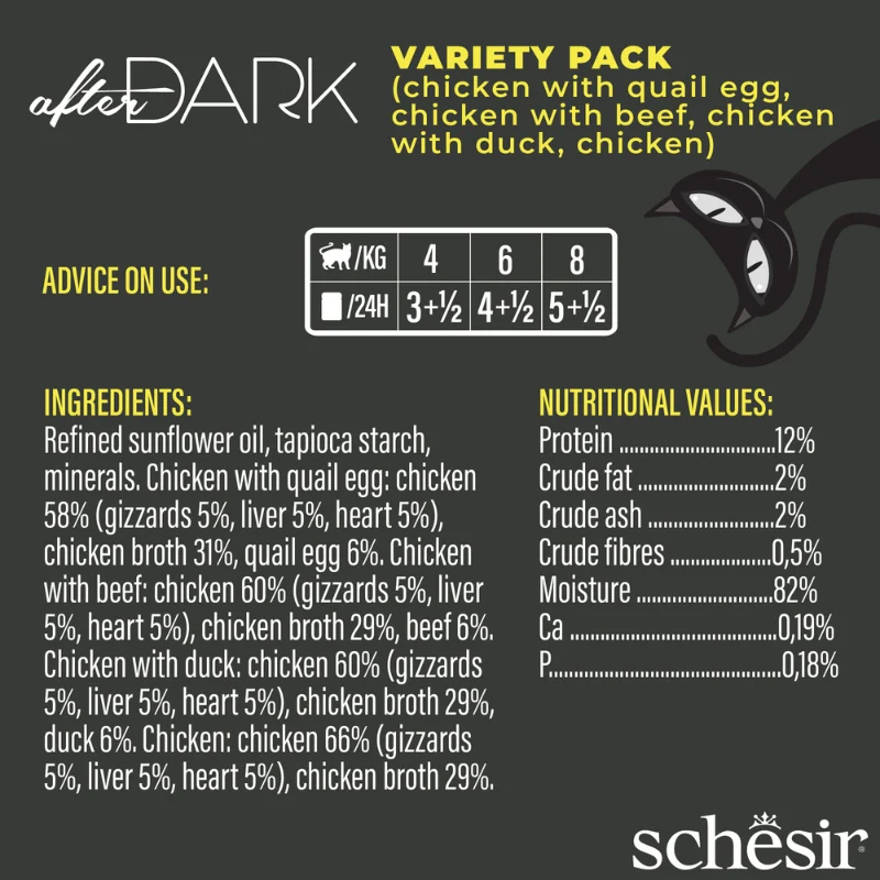 Schesir After Dark Complete Wholefood In Broth Wet Cat Food Variety Pack 12x80g