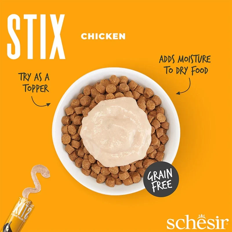 Schesir Stix Chicken Cream Snack Adult Cat Treats 90G 6x15G