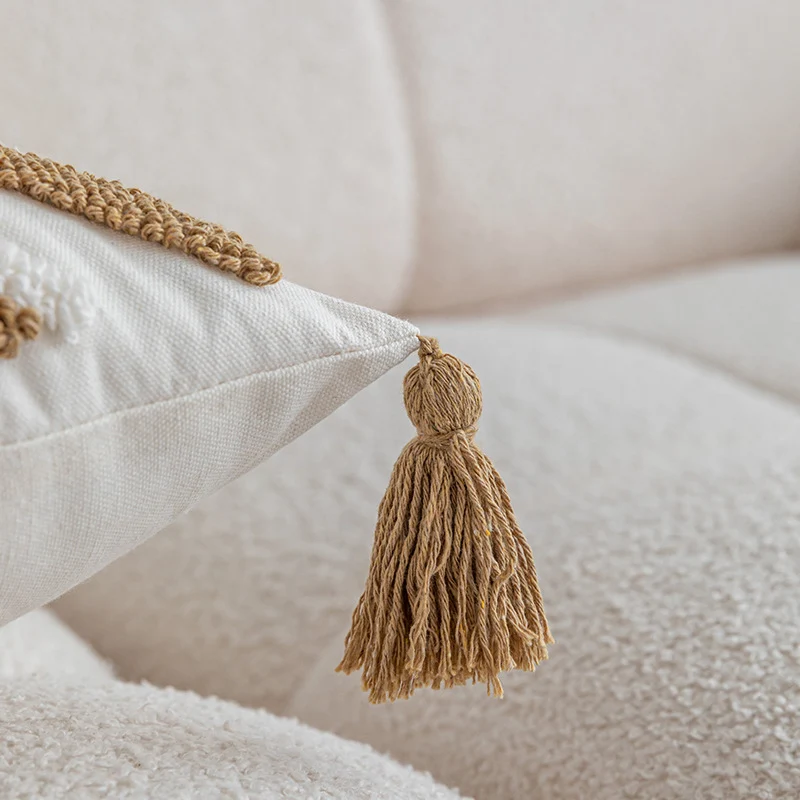 Dekoratives Boho Quasten Texturiertes Kissenbezug