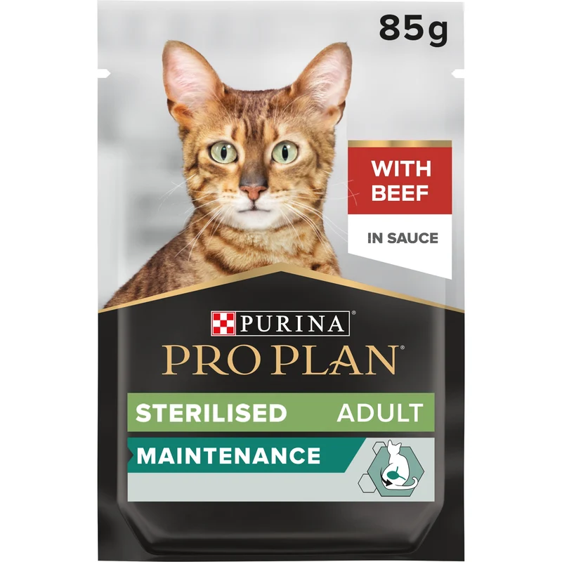 PURINA Pro Plan Sterilised Adult Maintenance Wet Cat Food With Chicken & Beef In Gravy 10X85G