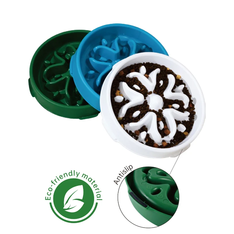 XDPC Slow Feeder Anti-Choke Maze Round Dog Bowl 28.2x28.2x5.6cm White