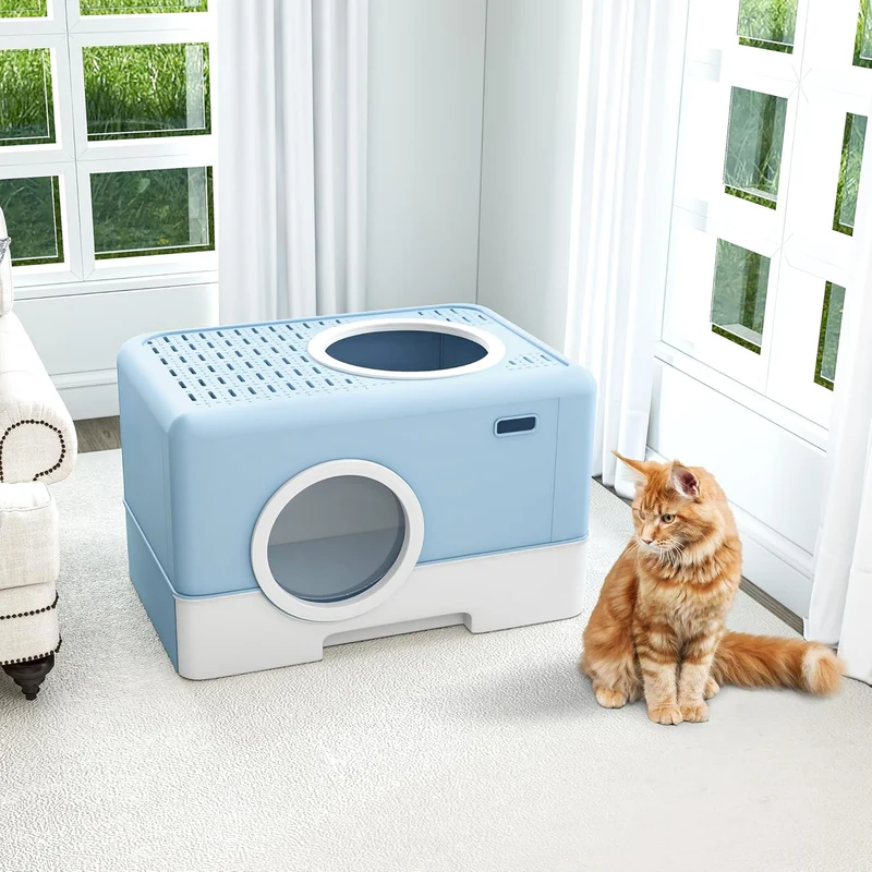 XDPC Modern Enclosed Cat Litter Box With Drawer System & Two-Way Entry 52.1x40.9x38.5cm