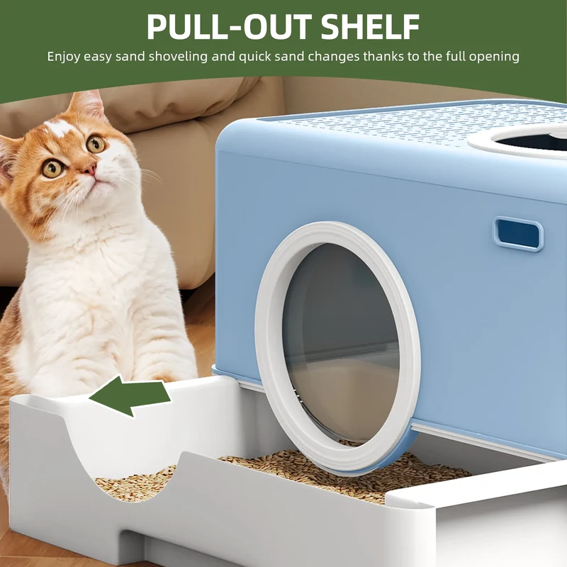XDPC Modern Enclosed Cat Litter Box With Drawer System & Two-Way Entry 52.1x40.9x38.5cm