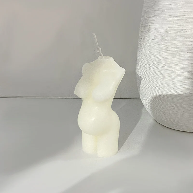 Handgegossen Skulpturale Schwangere Weibliche Torso Dekorative Wachskerze