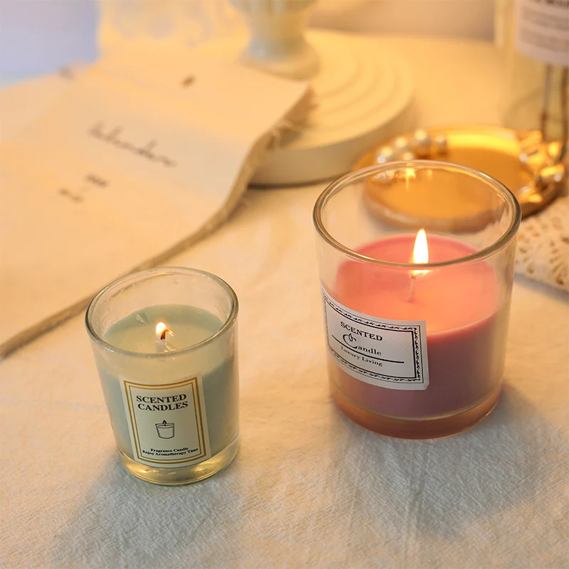 Duftende Glasbehälter Aromatherapiekerze mit frosted Halter und Baumwolldocht