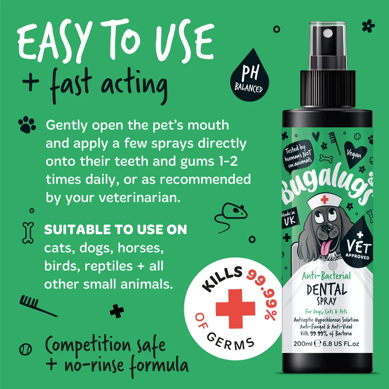 Bugalugs Antibacterial Dental Spray for Pets 200ML