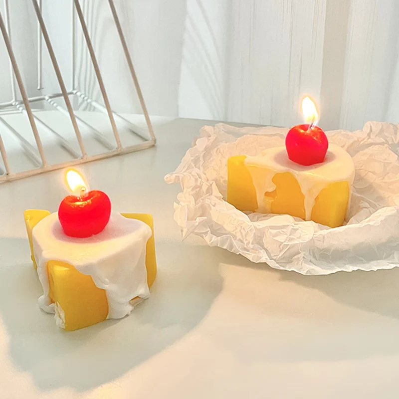 Neuheit Käsekuchen-Style schmelzende Wachs Duftkerze mit Kirschoberteil