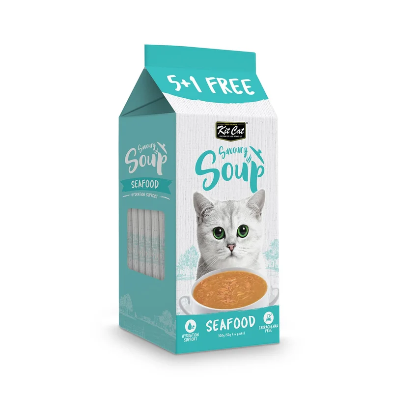 Kit Cat Savoury Soup Seafood Wet Cat Food 6x50G