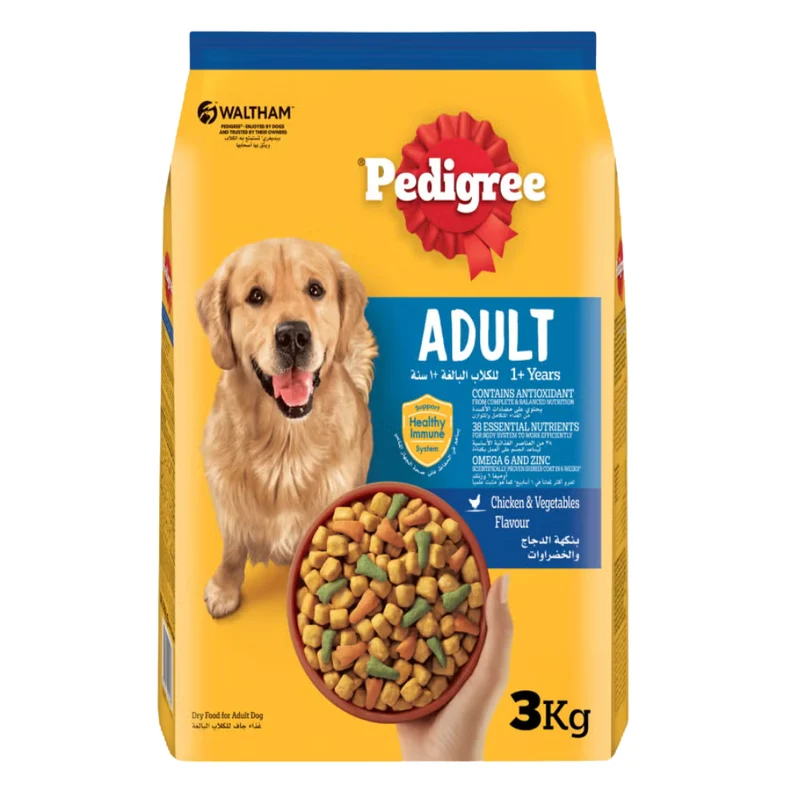 Pedigree Chicken & Vegetables Adult Dry Dog Food 3KG - Pack of 5