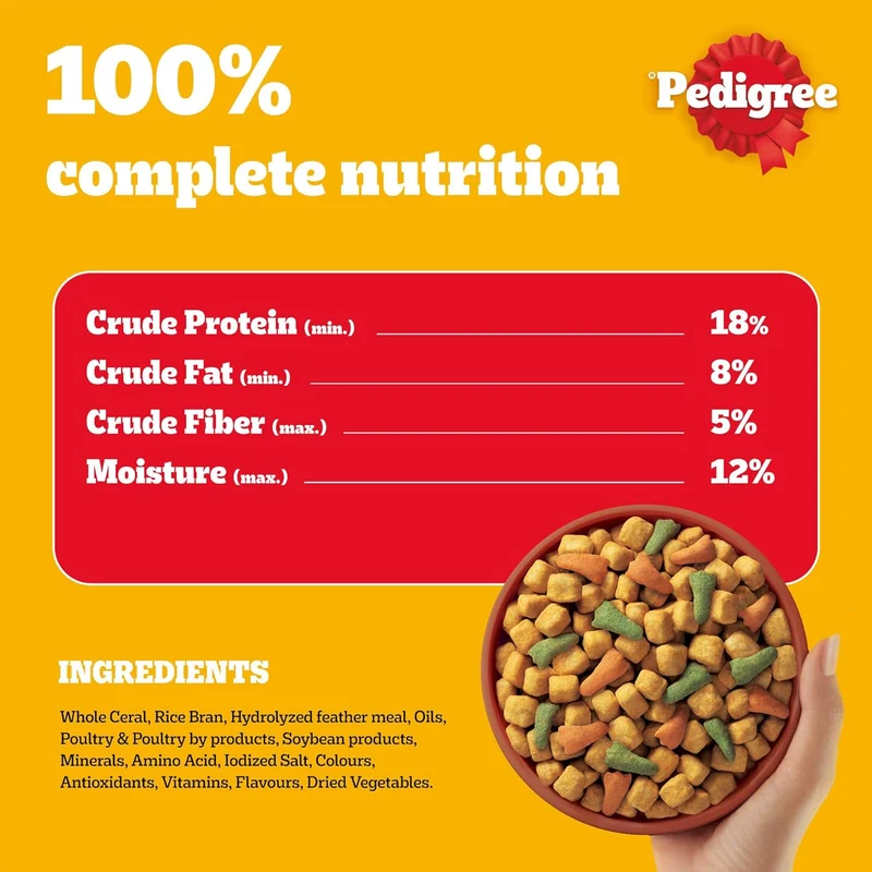 Pedigree Chicken & Vegetables Adult Dry Dog Food 3KG - Pack of 5