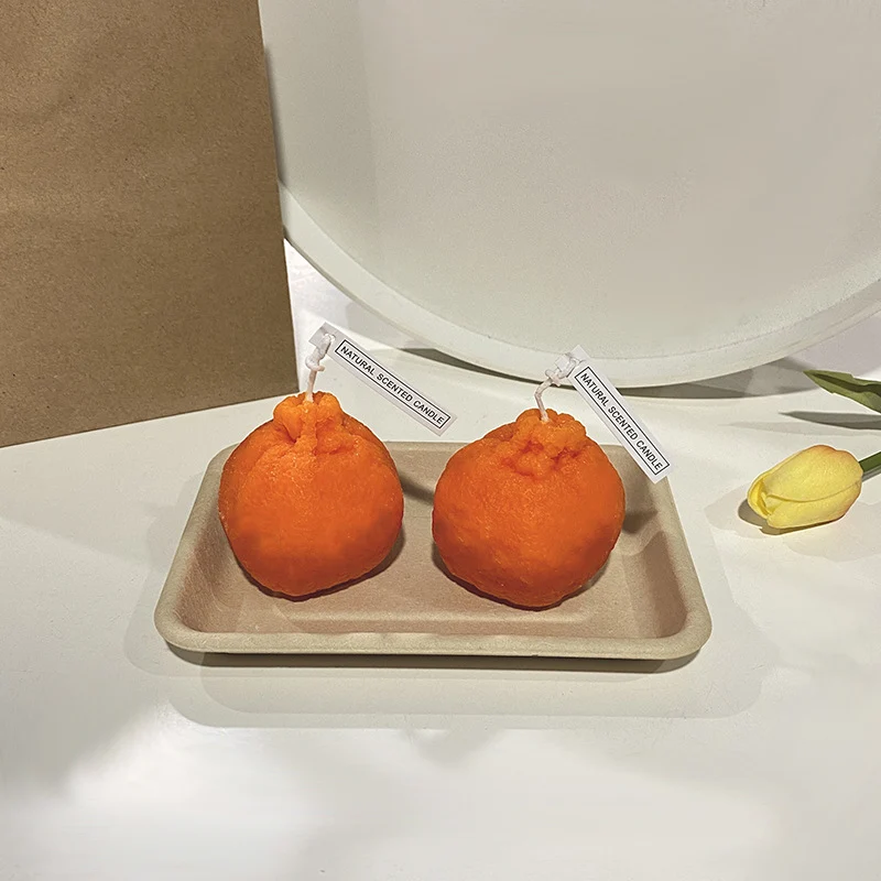 Handgegossene realistische Zitronen-förmige Duft-Soyakerze mit Baumwolldocht & Geschenkbox