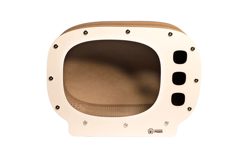 Thunder Paws Telly Cat Scratcher 50x39x27cm - Creamy White