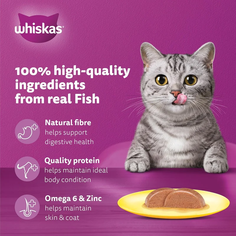 Whiskas 1+ Years Tuna Pouches Adult Wet Cat Food In Jelly 80G