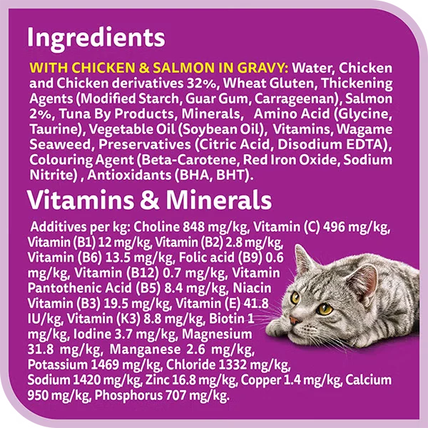 Whiskas 1+ Years Tasty Mix Land & Sea Collection Adult Wet Cat Food In Gravy 12X70G