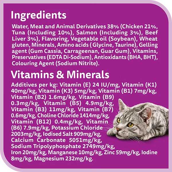 Whiskas 1+ Years Purrfectly Fish Tuna & Salmon in Jelly Adult Wet Cat Food 85G
