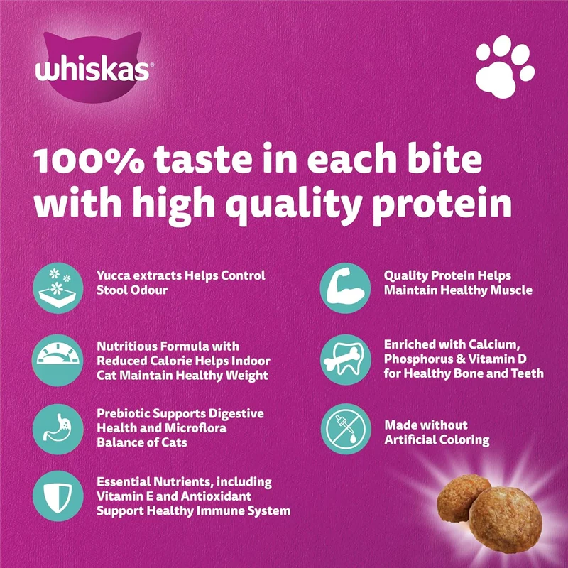Whiskas 1+ Years Indoor Formula Adult Dry Cat Food 1.1KG