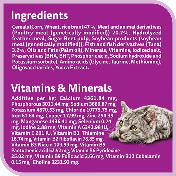 Whiskas 1+ Years Indoor Formula Adult Dry Cat Food 1.1KG