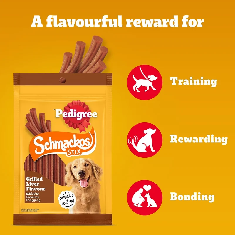 Pedigree Schmackos Stix Grilled Liver Dog Treats 70G