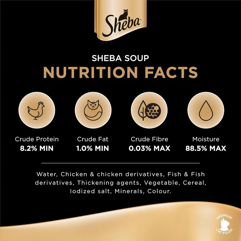 Sheba Soup with Salmon Adult Wet Cat Food In Pouch 4X40G