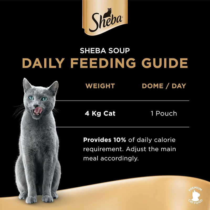 Sheba Soup with Salmon Adult Wet Cat Food In Pouch 4X40G
