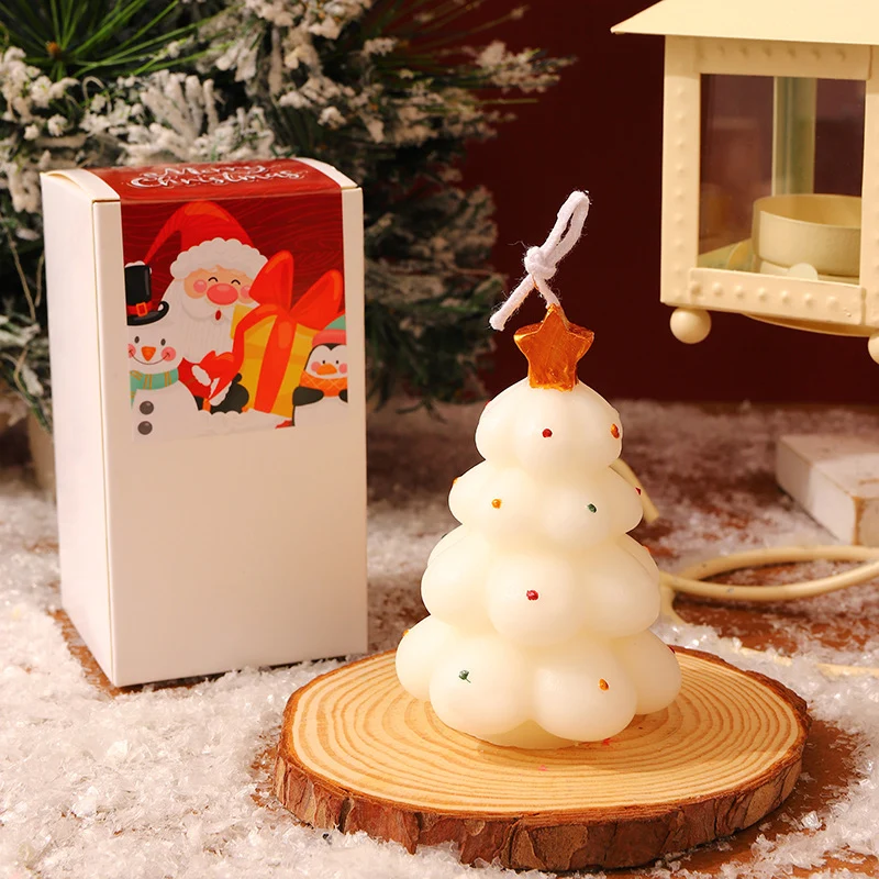 Handgegossene Weihnachtsbaum hängende dekorative Wachskerze mit Stern oben
