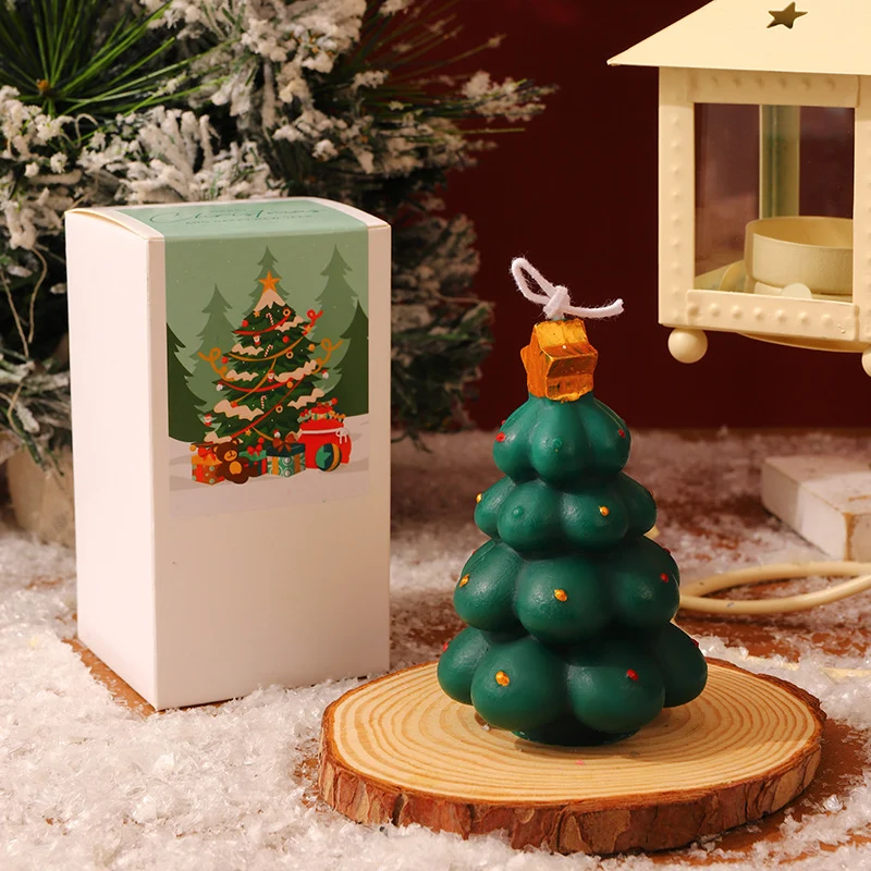 Handgegossene Weihnachtsbaum hängende dekorative Wachskerze mit Stern oben