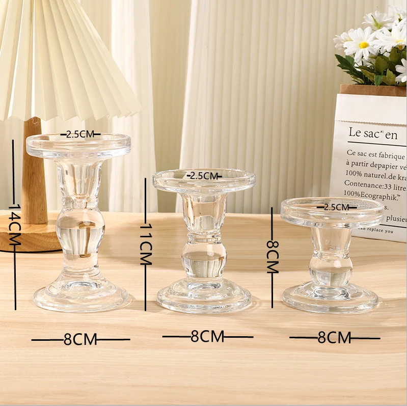 Glas Kerzenhalter Dreifache Höhe Kamin Tischdekoration
