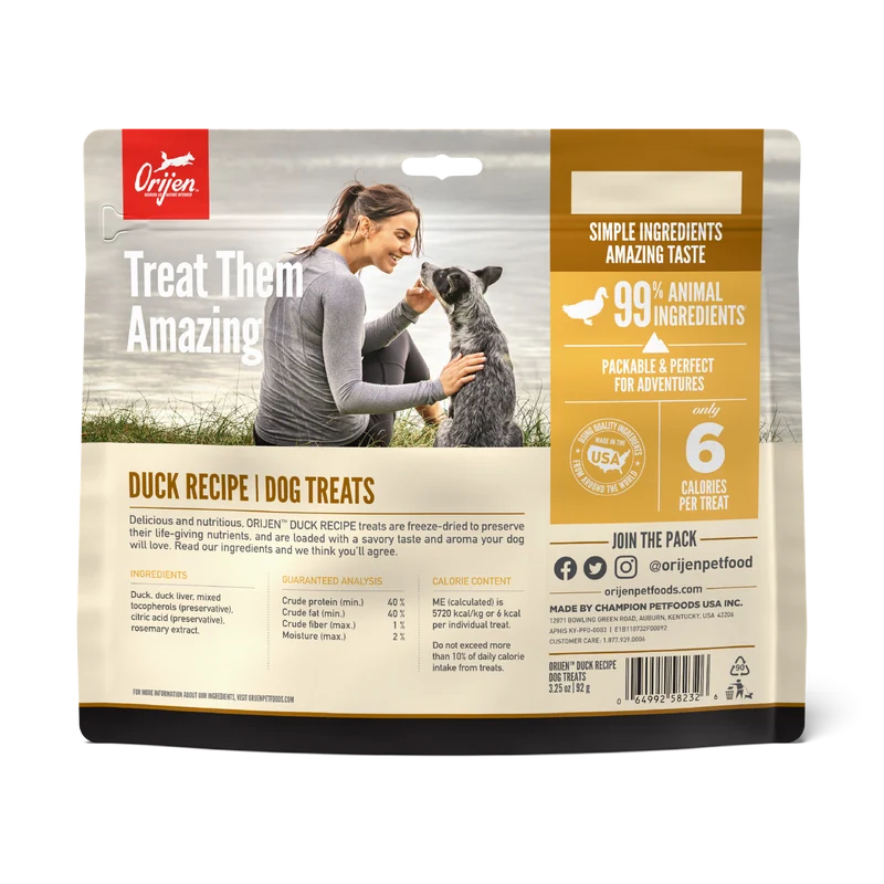 Orijen Duck Recipe Freeze Dried Dog Treats 92g