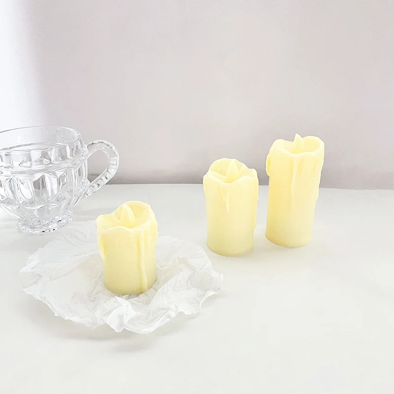 Batteriebetriebene Wachseffekt Tropfkante flameless LED Säulenkerzen-Set