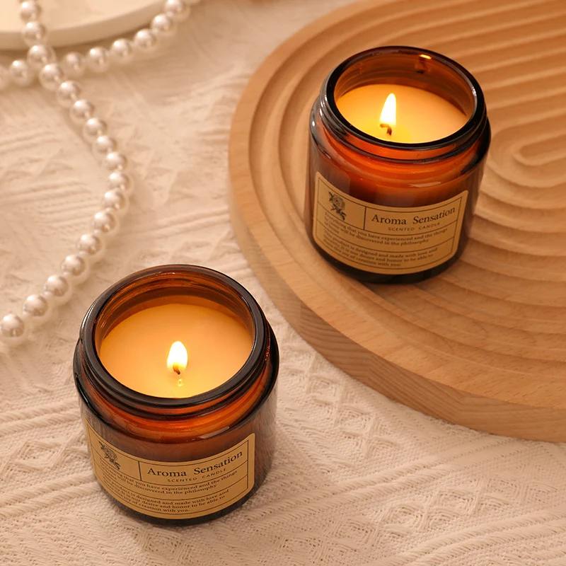 Aromatherapie Duftende Soja-Glas-Teelicht mit Baumwolldocht und Vintage-Etikett