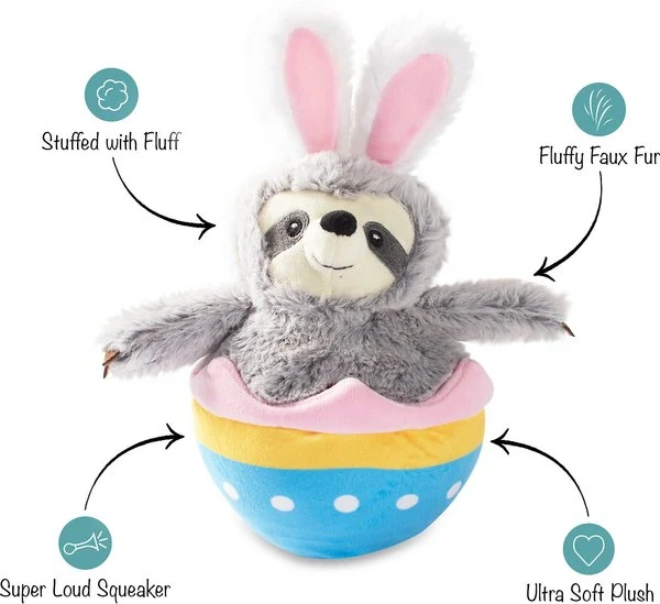 Petshop by Fringe Studio Eggstra Special Sloth Squeaker - Cuddly Plush Dog Toy 30cm