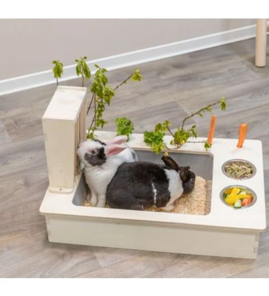 Trixie Feeding Station With Bowls & Hay Manger for Small Pets 70X41X47CM