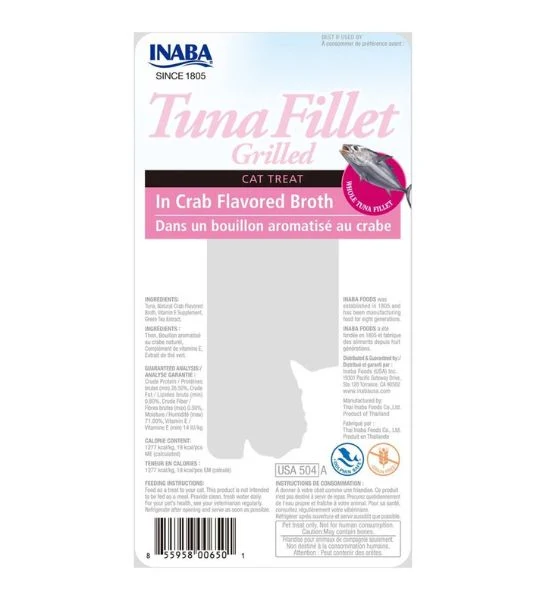Inaba CIAO Grilled Tuna Fillet in Crab Flavored Broth Cat Treat 15G