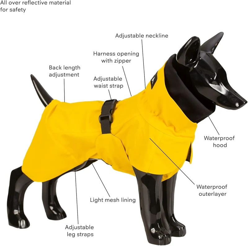 PAIKKA Raincoat Lite for Dogs - 100% Waterproof 40cm - Yellow