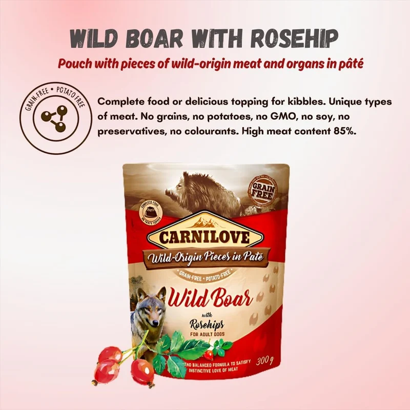 Carnilove Wild Boar With Rosehip Adult Dog Wet Food 300g