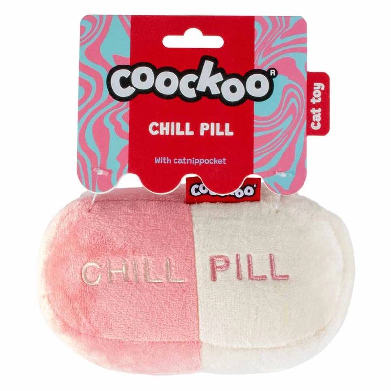 Ebi Coockoo Chill Pill Kicking Cushion - Cat Snuggle Pillow Plush Toy - Pink/16x7x9cm