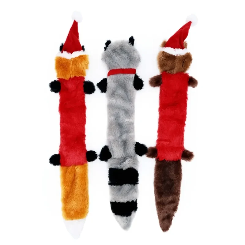 Zippy Paws Holiday Skinny Peltz Dog Plush Squeaker Toy 3pcs