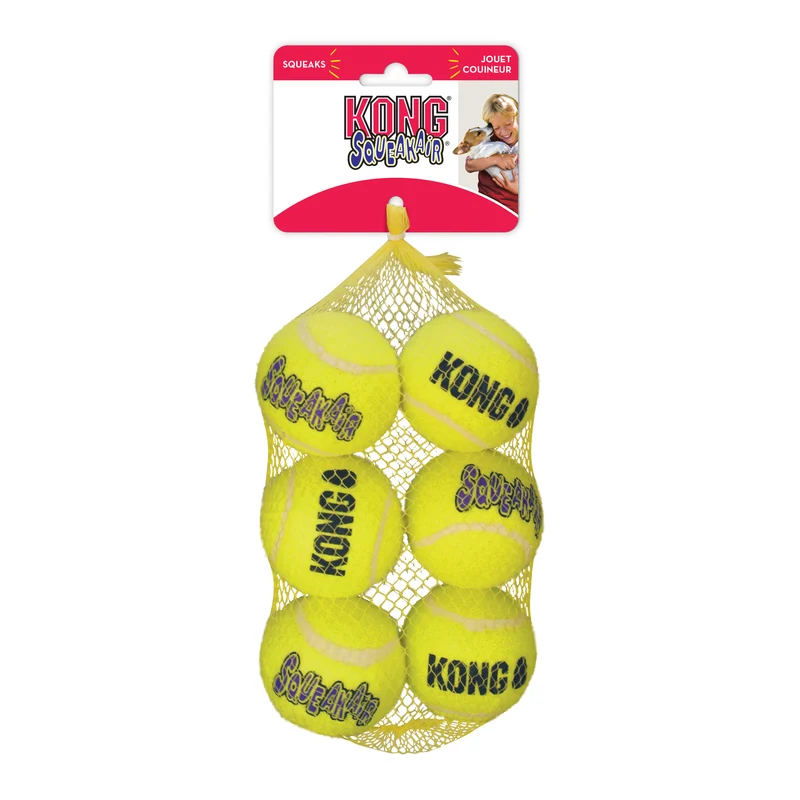 Kong Squeakair 6pcs Tennis Balls Dog Toy Yellow Medium