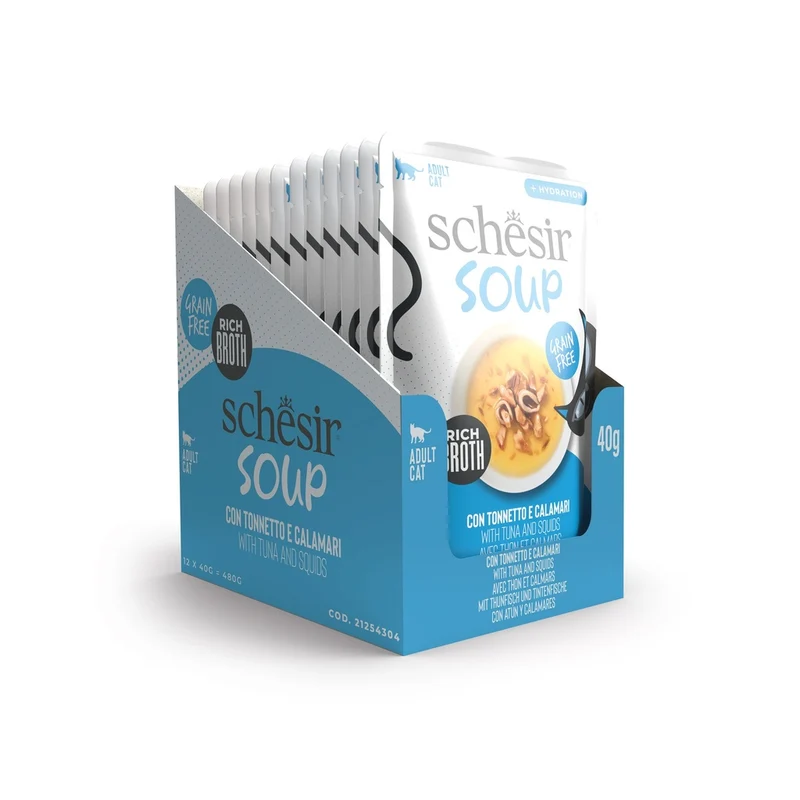 Schesir Tuna & Squid In Soup Pouch Wet Cat Food 40g