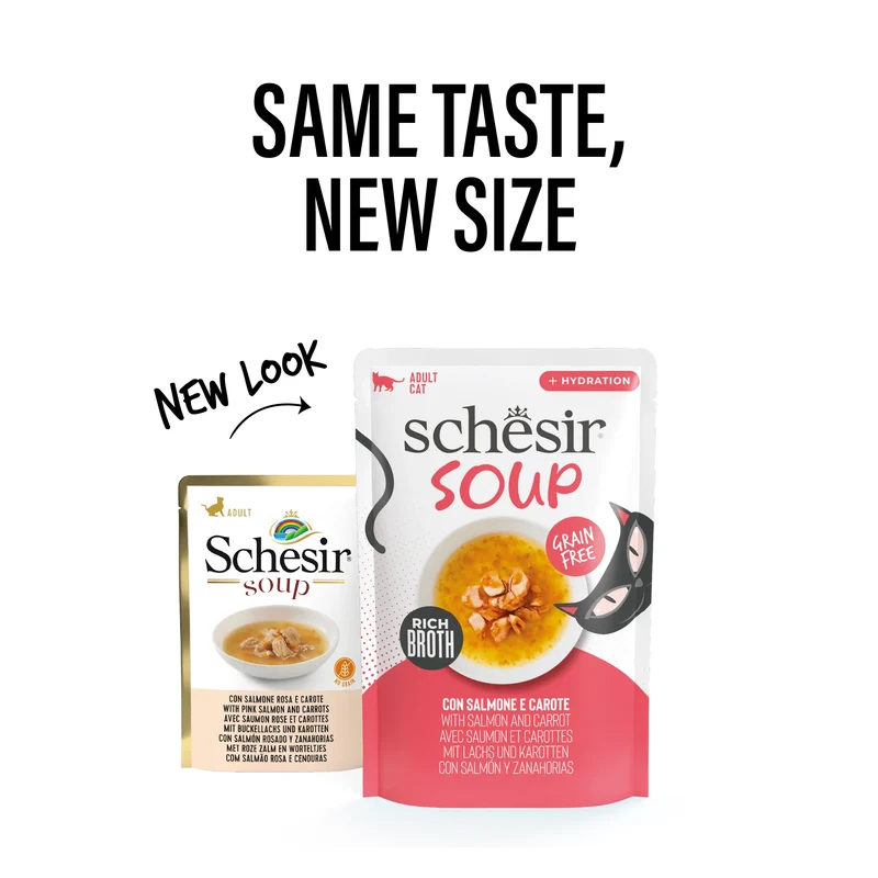 Schesir Pink Salmon With Carrots In Soup Pouch Wet Cat Food 40g