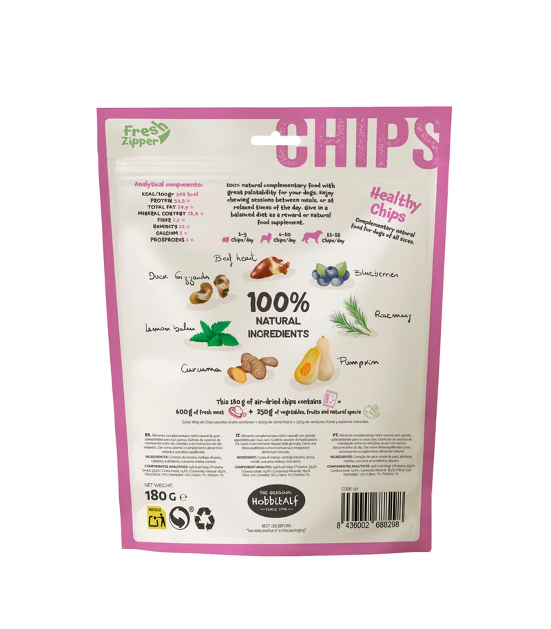 Hobbitalf Air Dried Healthy Chips Digestive Dog Treats 180g