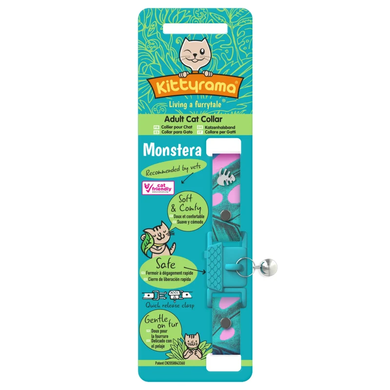 Kittyrama Monstera Botanicals Hypoallergenic Adult Cat Collar 19.5-26.5cm