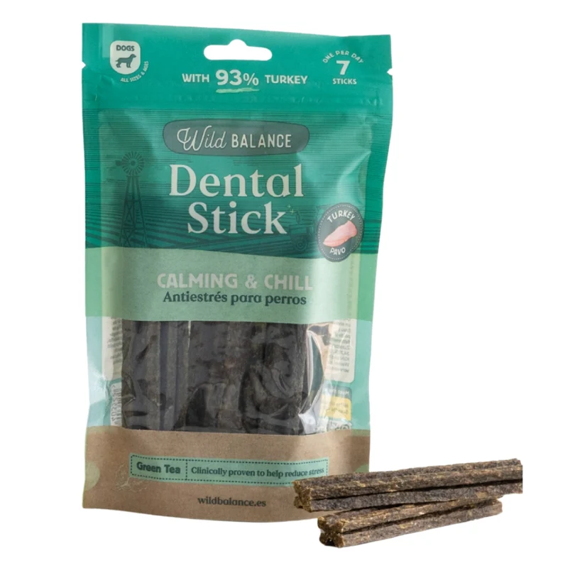 Wild Balance Turkey, Green Tea & Mint Dental Sticks With Calming Effect Dog Treat 7PCS