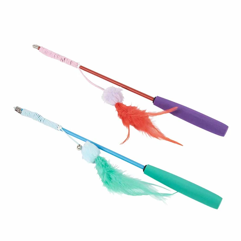 Ebi Coockoo Tilly Tickle Telescopic Cat Rod Chase Toy - Red/40x4x4cm