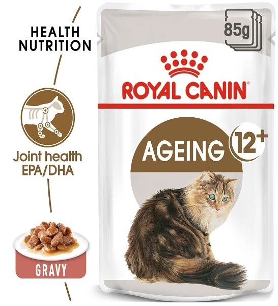 Royal Canin Ageing 12+ Adult Chunks In Gravy Wet Cat Food 85G - Pack of 12
