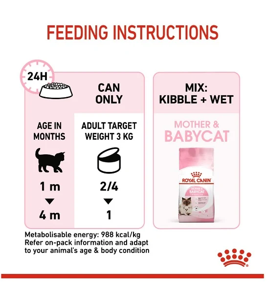Royal Canin Mother & Babycat Mousse - Young & Adult Wet Cat Food 195g - Pack of 12