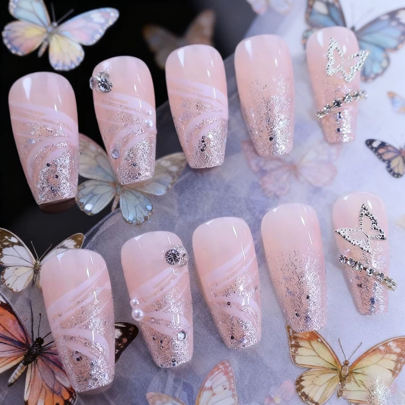 Glamouröse 3D Strass Nagelkunst Extensions Karnz
