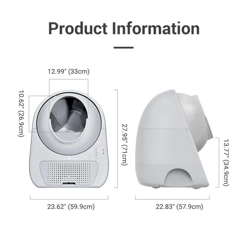Catlink Scooper Young Pro X AI Self Cleaning With Odour Removal Cat Litter Box 13L 63x62x74cm - Light Grey