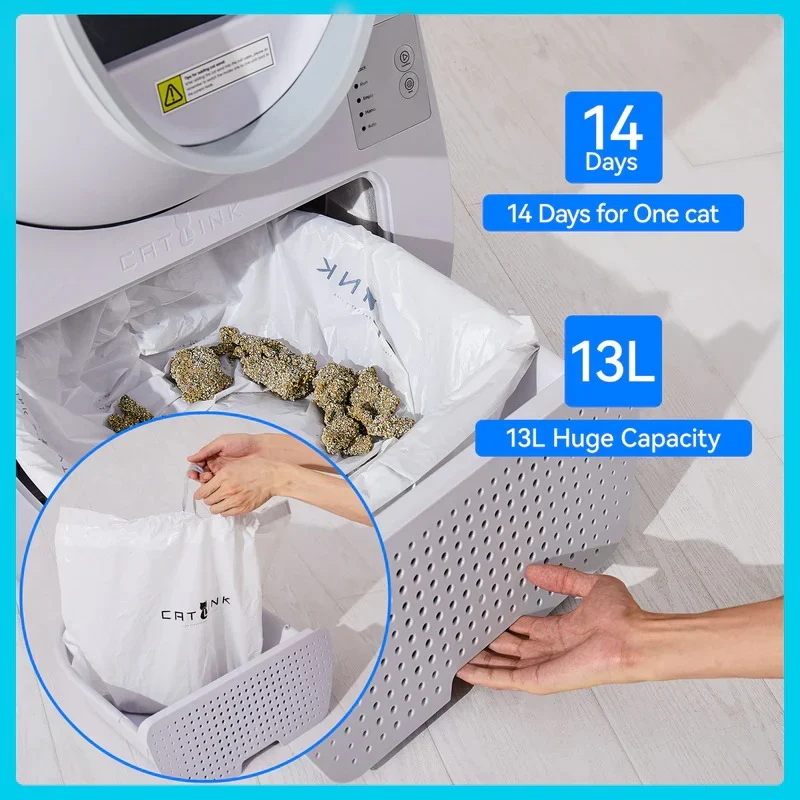 Catlink Scooper Young Pro X AI Self Cleaning With Odour Removal Cat Litter Box 13L 63x62x74cm - Light Grey